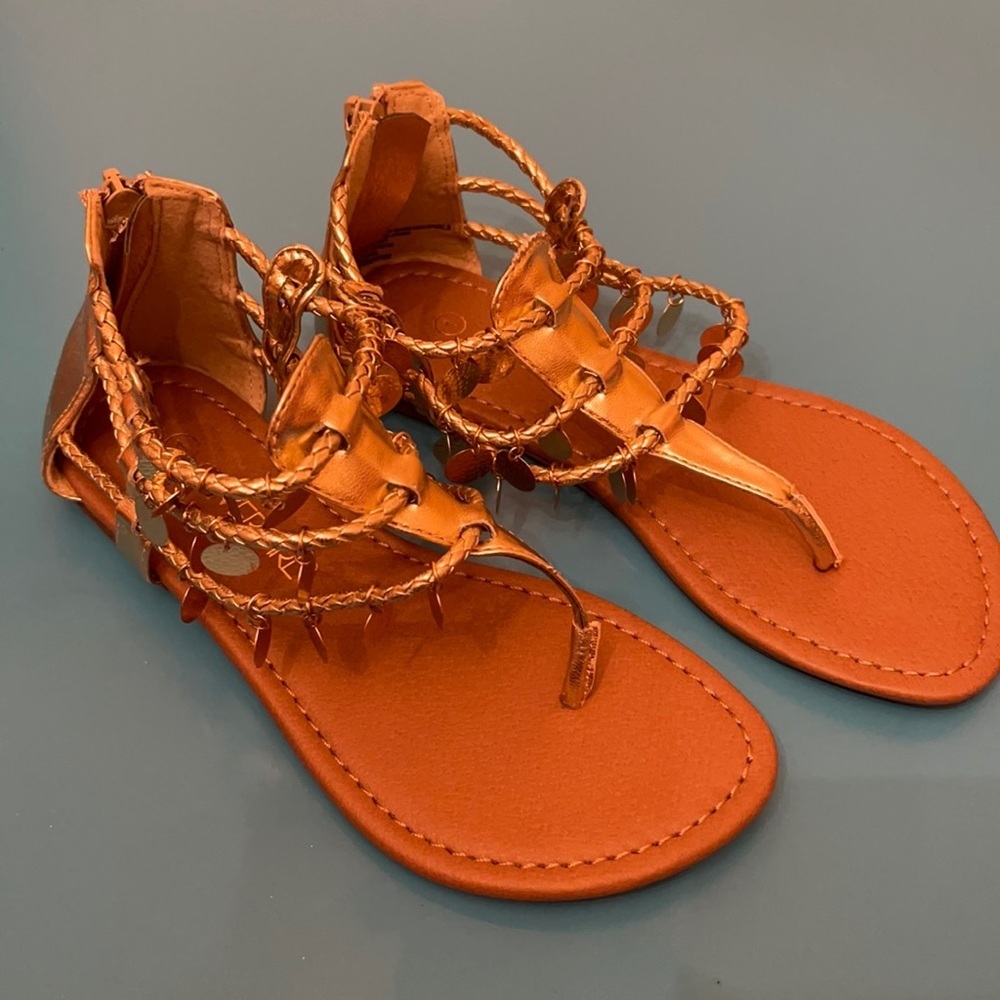 Target Cover Girl Gladiator Gold Sandals With Dangling Charms Size 1
